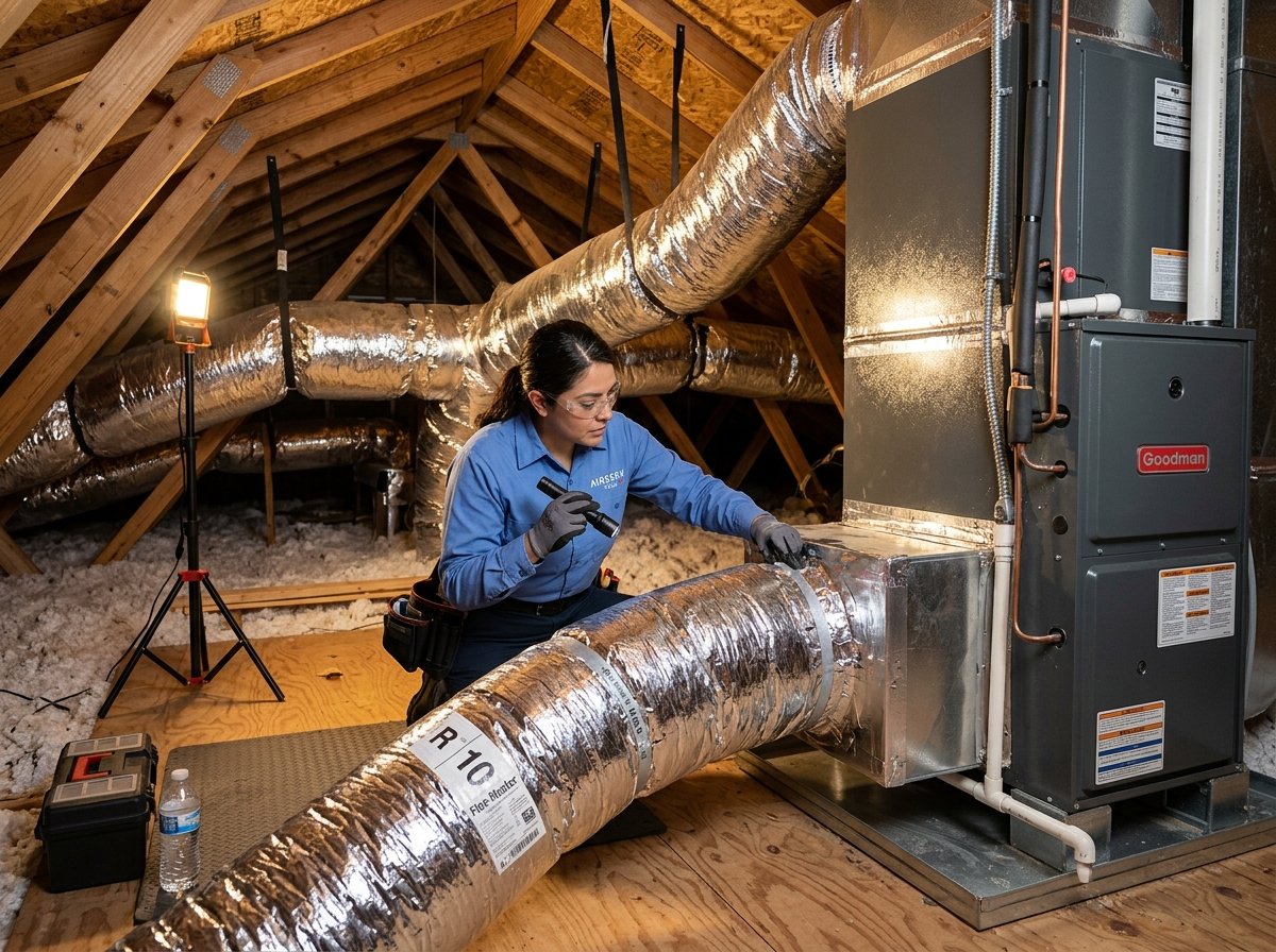 Attic duct inspection and HVAC ventilation diagnostic